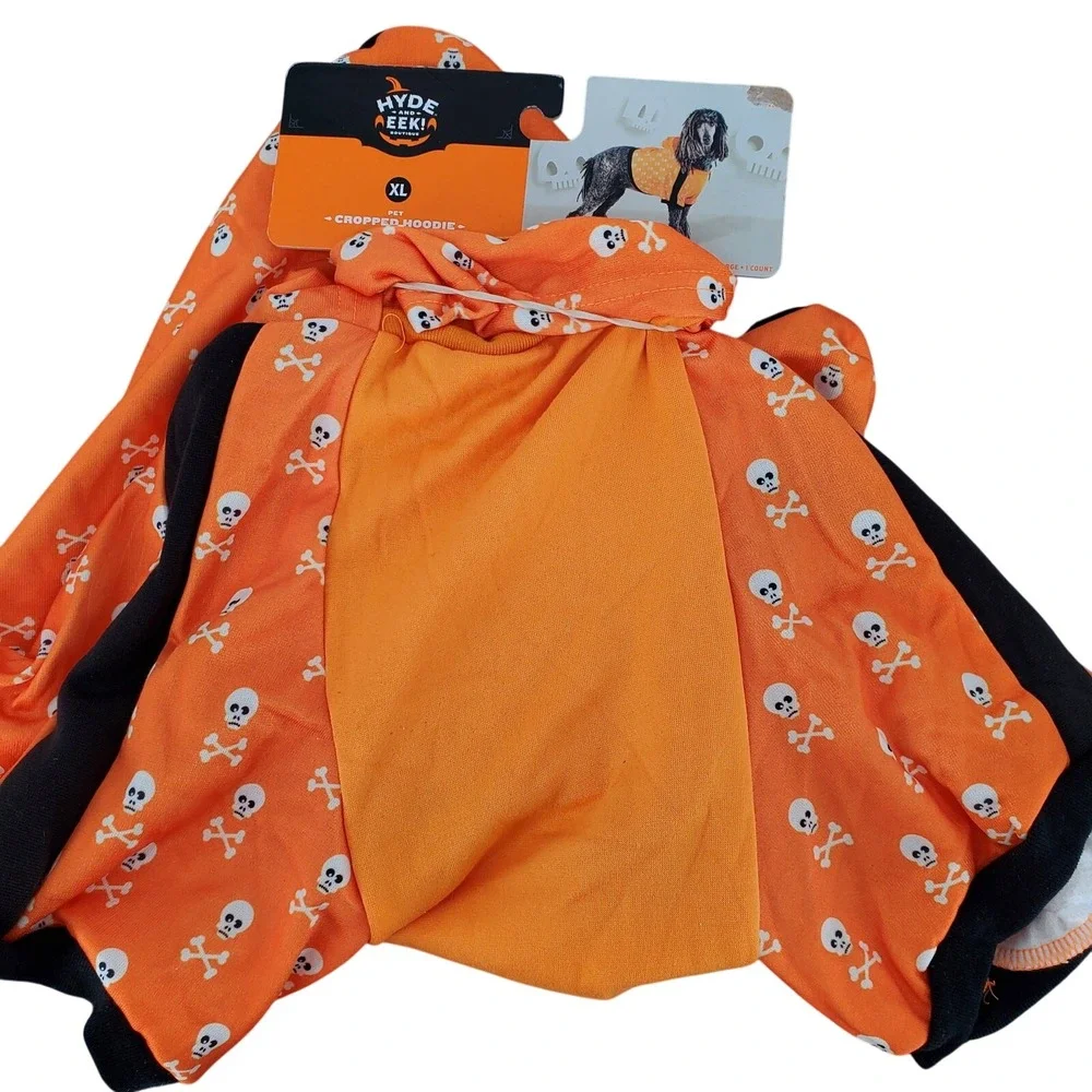 Hyde and Eek Halloween Skull Pet‎ Cropped Hoodie XL New